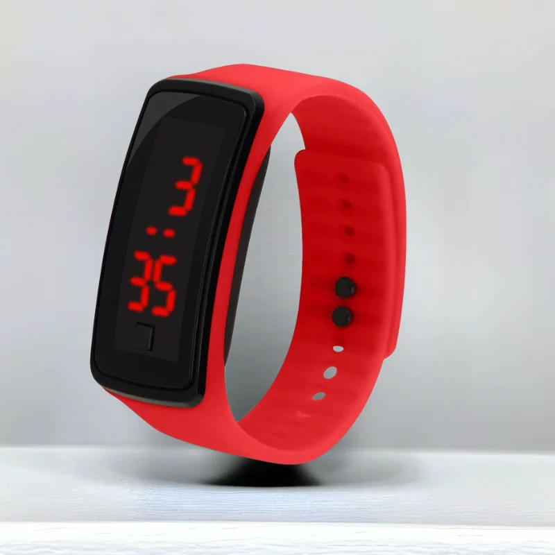 Unisex детские электронные часы моды TeDong - пластиковое зеркало LED дисплей, цветные варианты