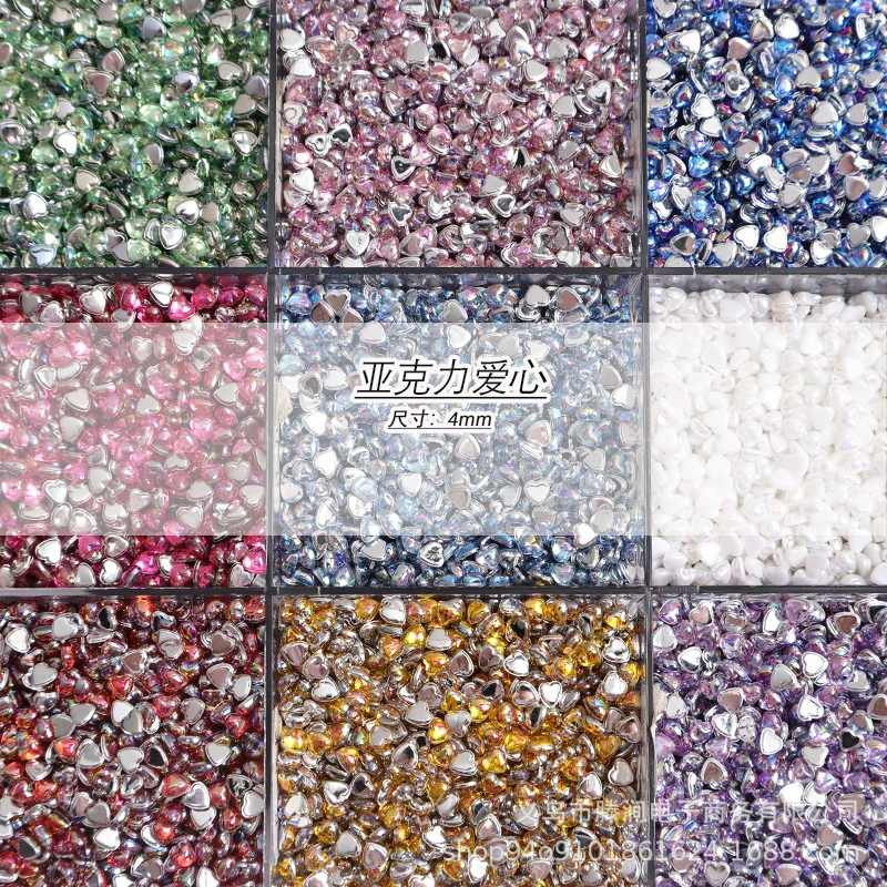 Трансграничные горячие продажи 4 мм акриловые Любовь ногтей ювелирные изделия Мини Маленький персик сердце гладкие AB ногтей ювелирные изделия оптом