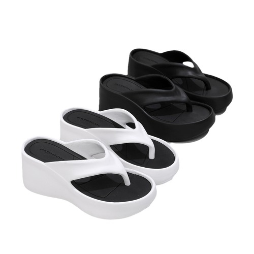 跨境厚底人字拖夹脚拖鞋女外穿凉鞋时尚增高防滑松糕沙滩鞋批发