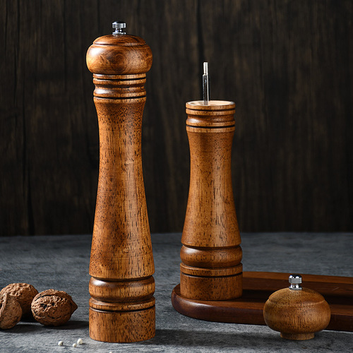 Grinder black and white peppercorns manual freshly ground household peppercorns sesame sea salt grinding oak seasoning bottle jar