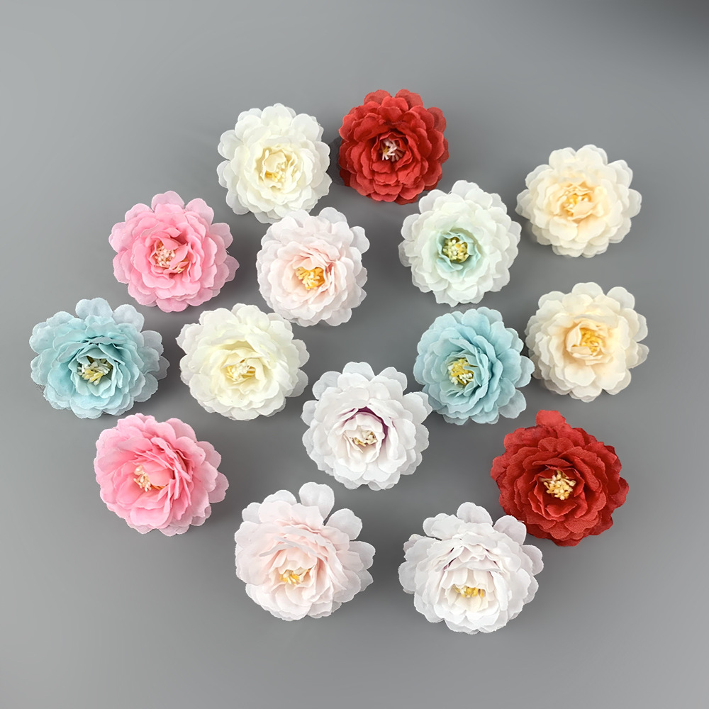 Simulación de flores de rododendro otoñal auditorio de bodas fotografía de guía de carretera decoración del hogar pequeña flor de peonía diy horquilla tocado 6cm