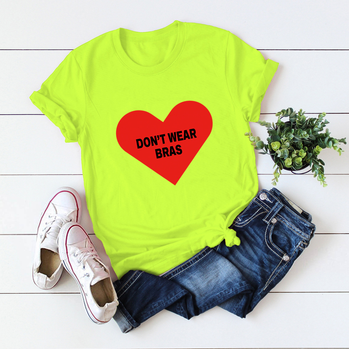 popular love heart printed cotton t-shirt NSSN40350