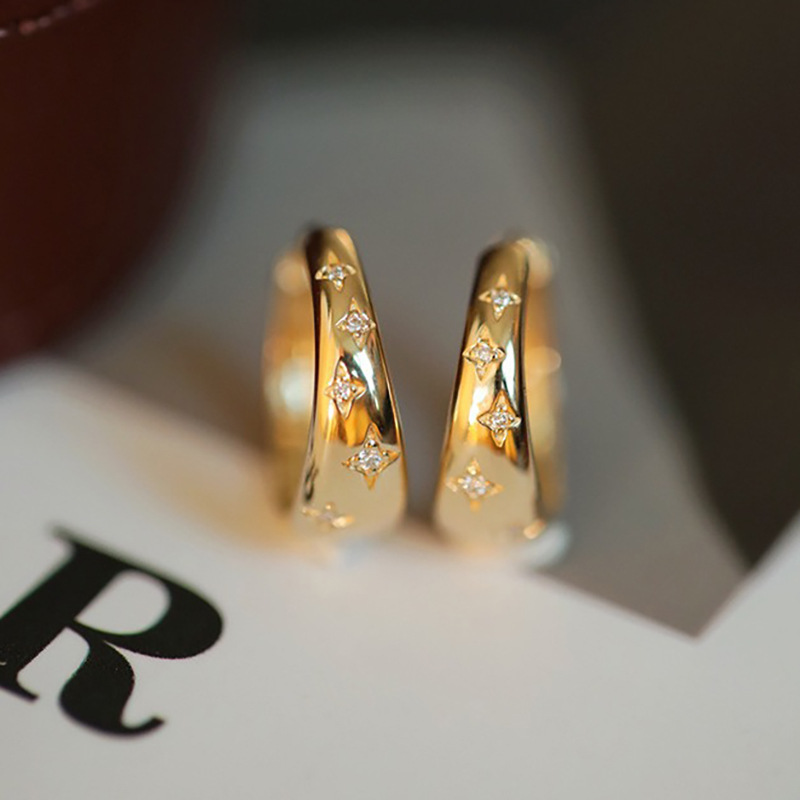 フランス式の軽い豪華なジルコンの星の耳は女性のデザイン感を掛けます。