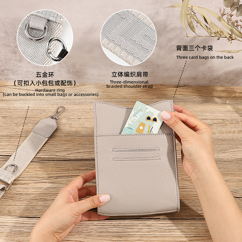 Nuevo bolso de tarjeta de todo fósforo de moda bolso de teléfono de mensajero con patrón de lichi cinturón de hombro ancho para mujer bolso de hombro simple de gran capacidad cuadrado