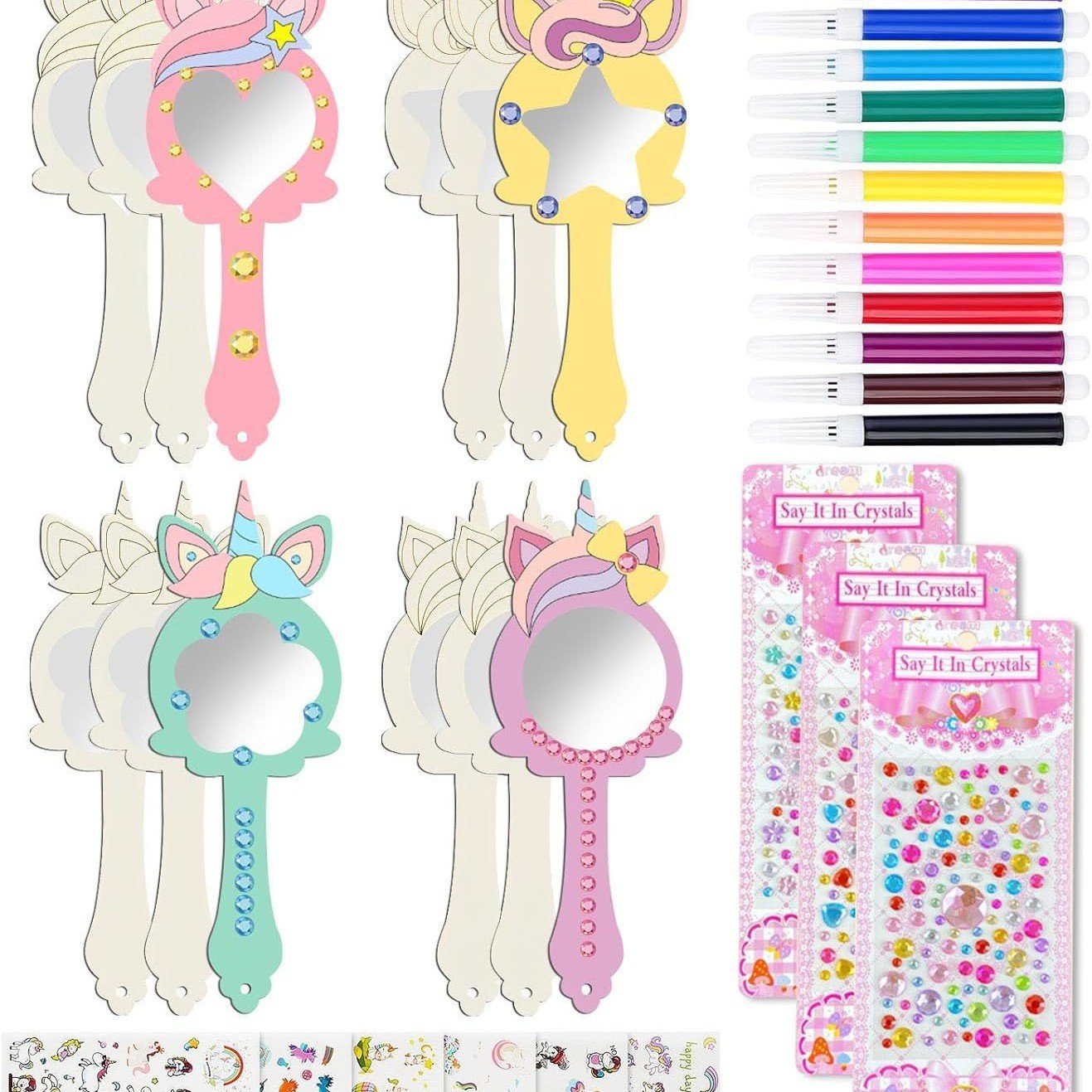 Cross-Border Children's DIY Painting and Coloring Graffiti Set Kindergarten Parent-Child Activities Cartoon Small Mirror Materials