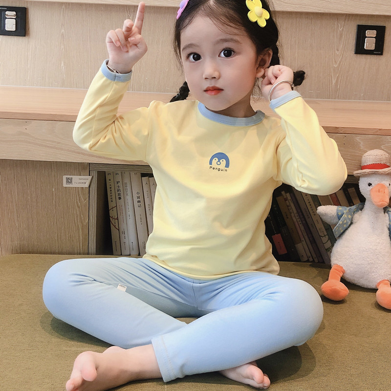 Primavera y otoño para niños nuevo traje de ropa interior térmica ropa de otoño para niños pantalones largos ropa infantil de dibujos animados conjunto de dos piezas al por mayor