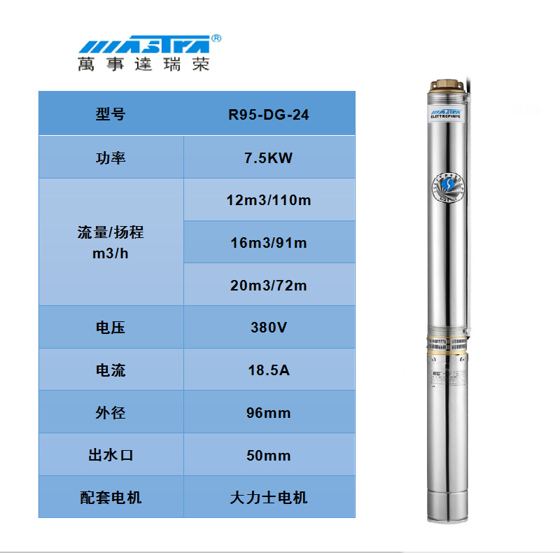 Bomba de bombeo MasterCard R95 220V bomba de agua de pozo doméstica bomba de pozo profundo bomba sumergible de acero inoxidable 380V tres fases