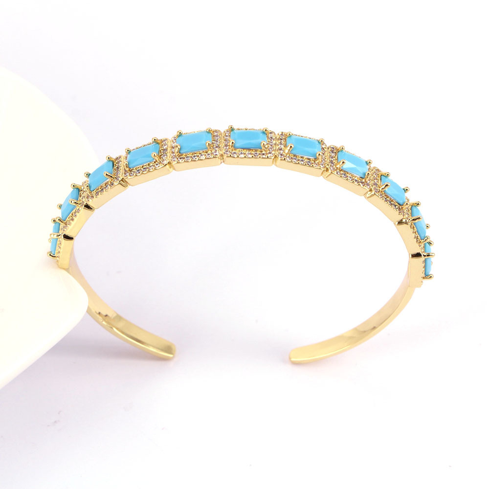 Fashion copper 18K Gold plated Multi-Color Rectangular Zircon Bracelet