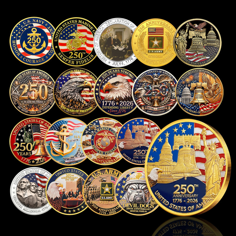 American 250Th Anniversary Commemorative Coin Independence Day Founding Commemorative Medal Challenge Coin Embossed Metal Coin Color Printed Badge American 250Th Anniversary Commemorative Coin Independence Day Founding Commemorative Medal Challenge Coin Embossed Metal Coin Color Printed Badge