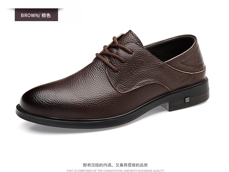 Giày da nam công sở mũi nhọn da bò thật, giày lười buộc dây đi làm dự tiệc — DT9605 màu nâu, DT9605 màu đen chi tiết 24