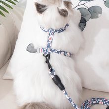 猫咪牵引绳日式背带防挣脱外出专用猫绳子蓝幼猫布偶英短遛猫链子