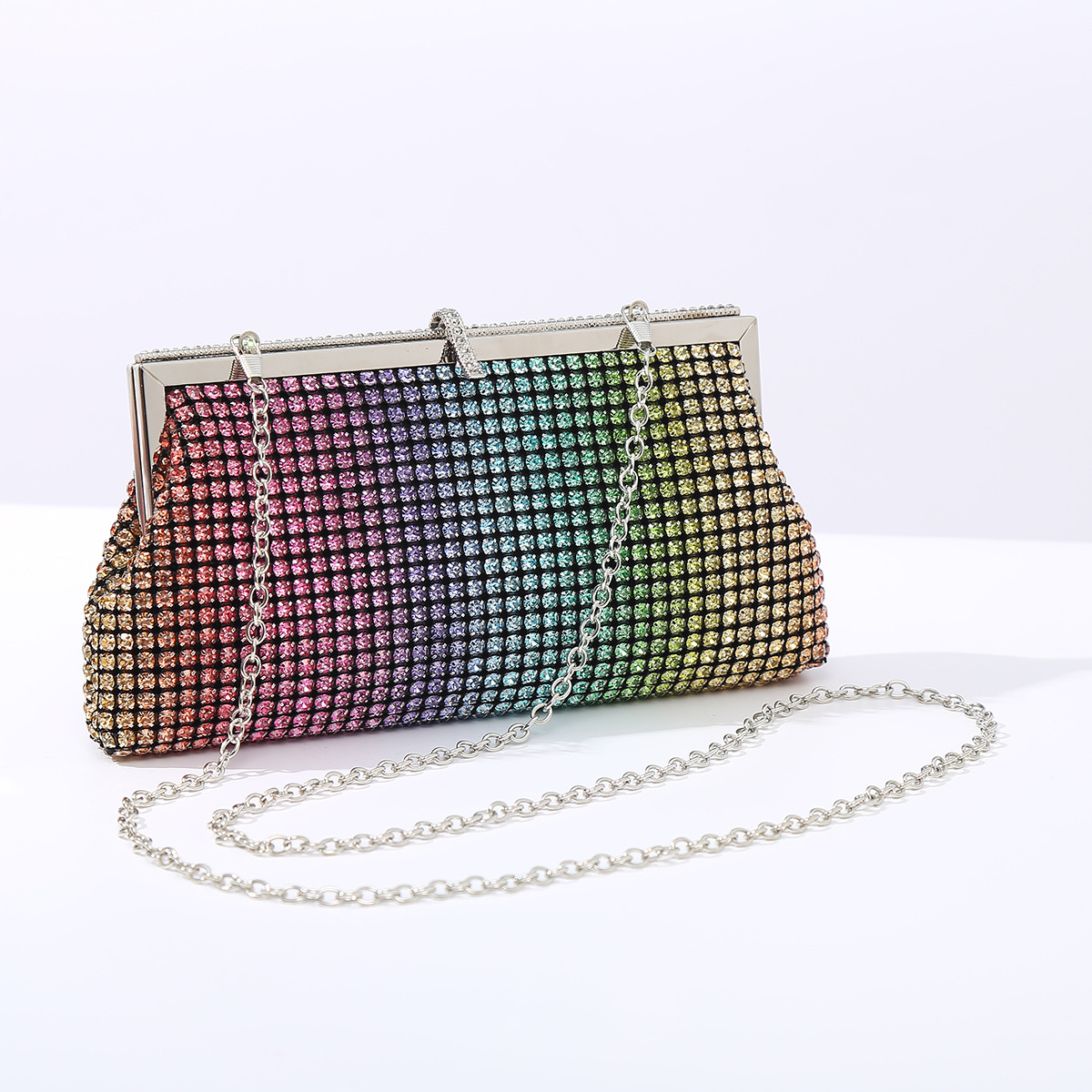 New High-End Diamond-Encrusted Clutch Bag DW Rhinestone Evening Bag Luxury Socialite Colorful Women's Banquet Bag - Thumbnail 7