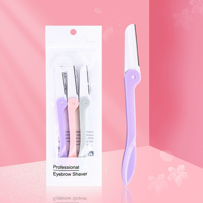 Eyebrow Razor Set, Foldable Handle with Protective Cover, Multi-Color Bulk Pack