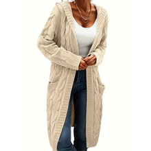 H 77710 Hooded Cable Mid-Length Cardigan ��ñŤ���г�������