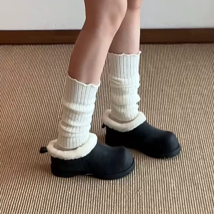 厚底内增高一脚蹬2025秋冬毛毛鞋大头复古加绒勃肯鞋女外穿雪地靴