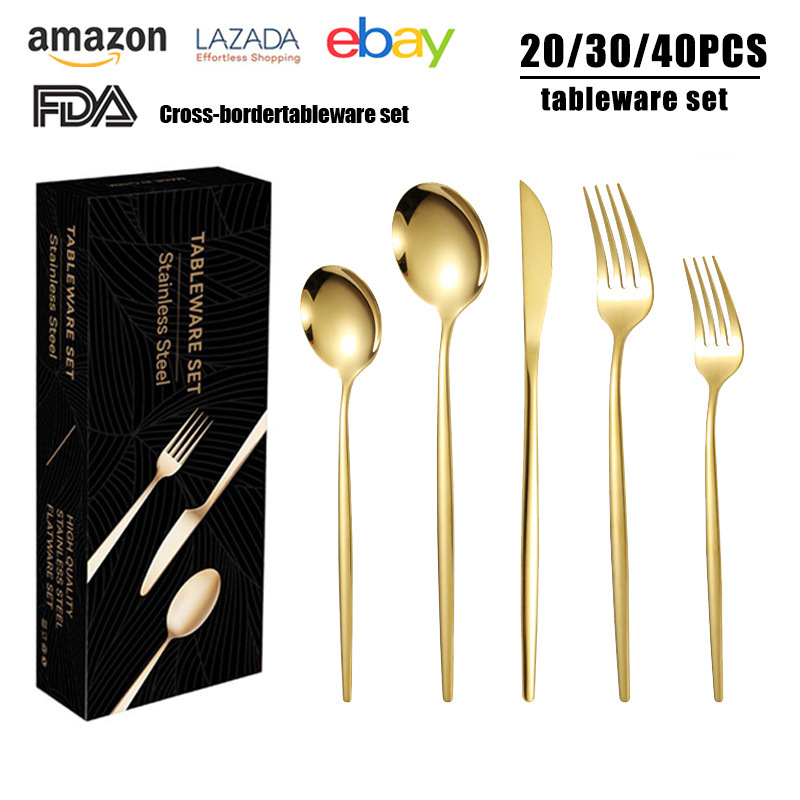 Cross-border Hot Selling Portuguese Stainless Steel Knife, Fork and Spoon suit 60-piece Set Tableware suit Gift Box Western Steak Knife and Fork