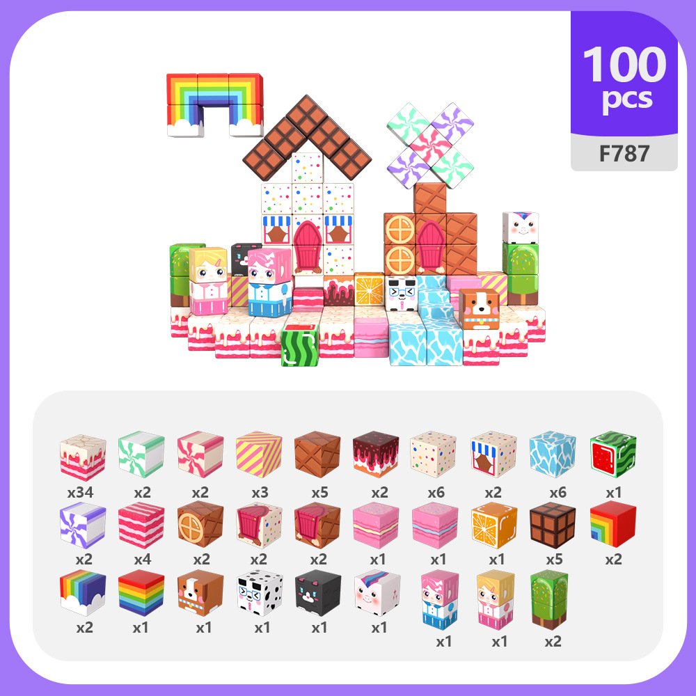 Transfronterizo Amazon Candyland Bloqueo magnético para construir juego de juguetes de rompecabezas para niños