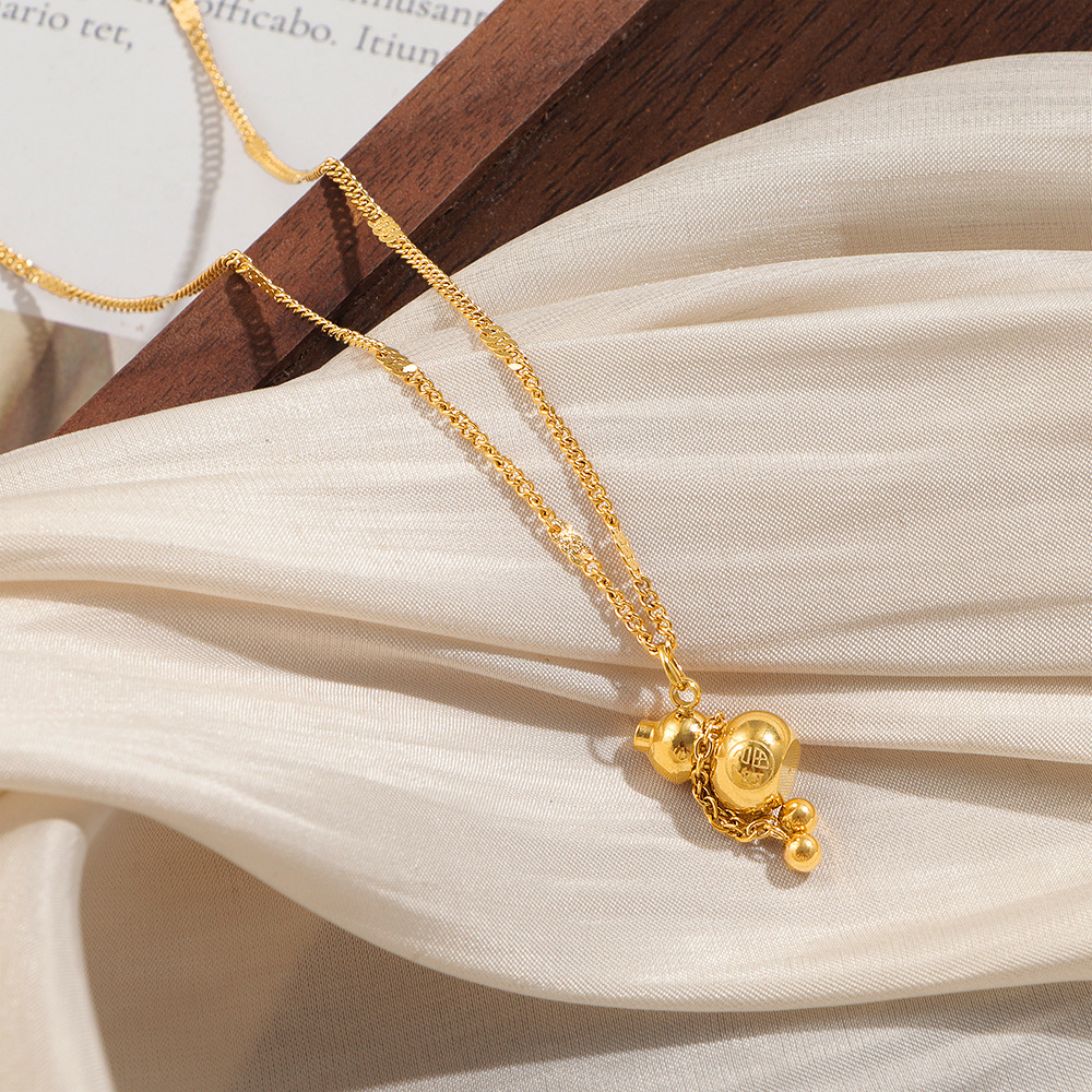 X392 옥수수 사슬 조롱박 목걸이 골드