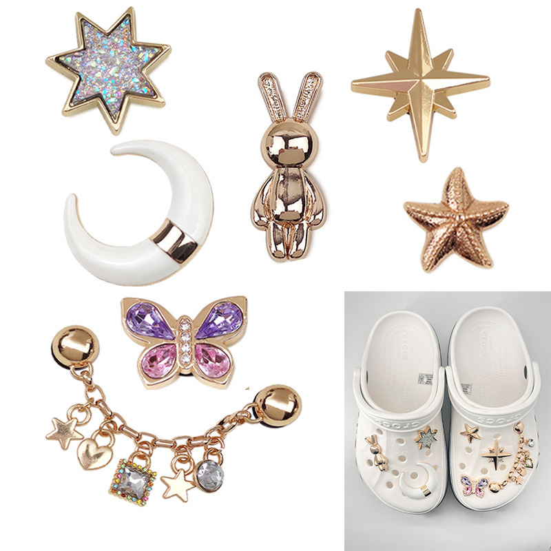 2023 nuevo centro comercial mismo estilo metal agujero zapatos hebilla zapato flor DIY rhinestone tridimensional zapato hebilla Accesorios al por mayor