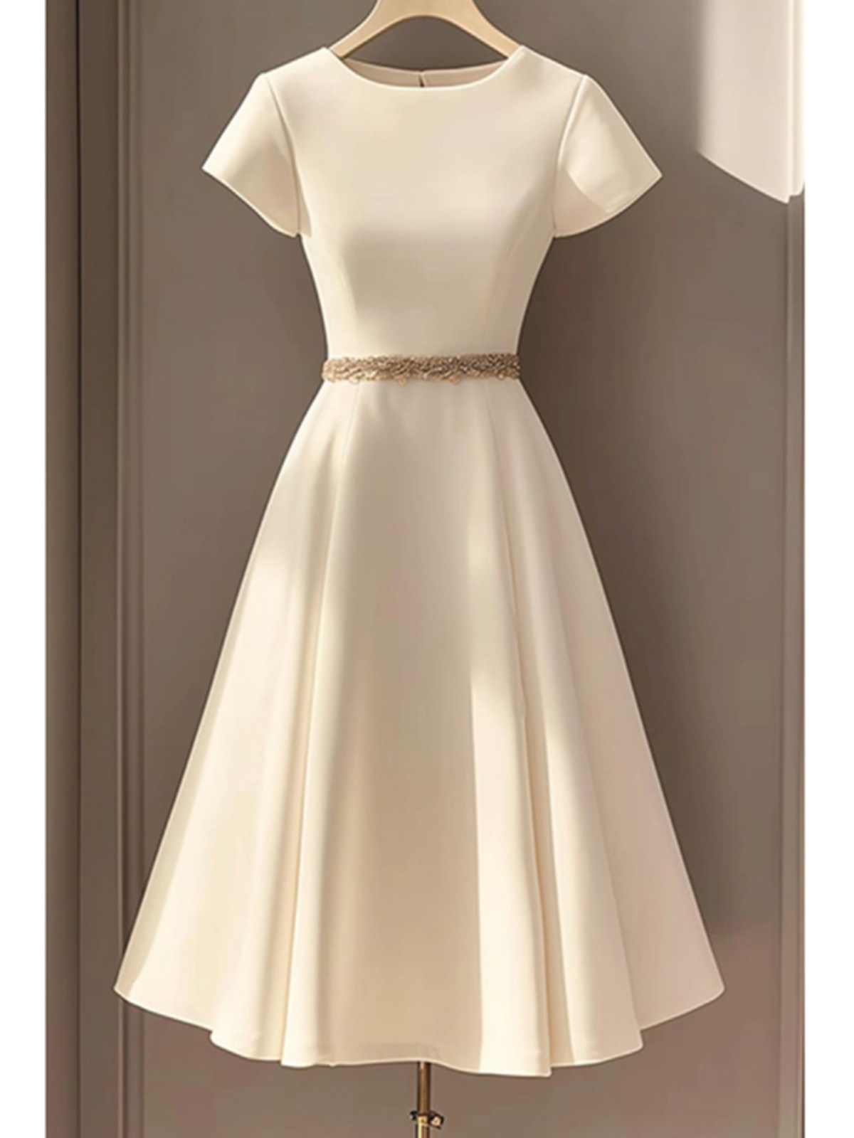 High-end exquisito café francés temperamento super bonito vestido blanco formal 2024 nuevo verano femenino image 2
