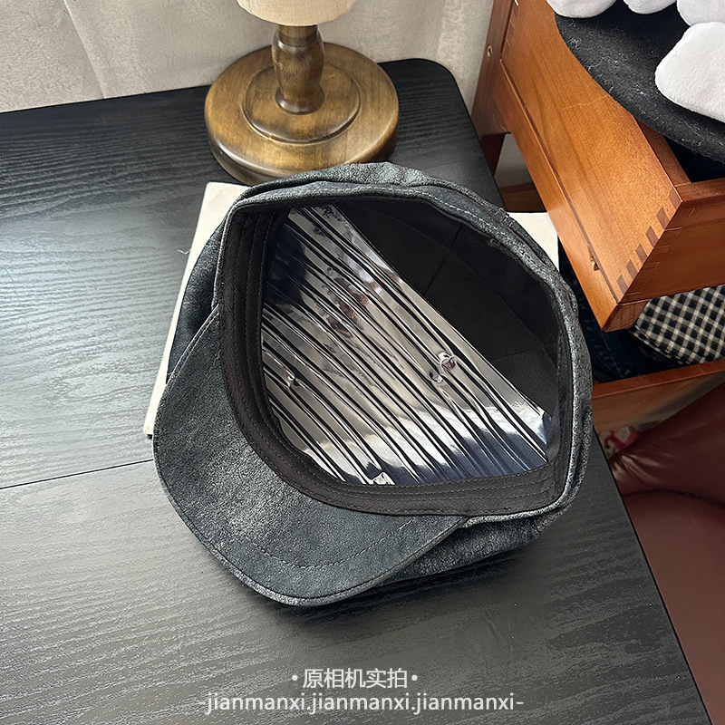 复古做旧渲染八角帽男女秋冬季港风百搭显脸小报童帽英伦前进帽|undefined