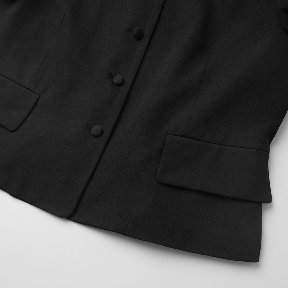 Bộ vest nữ kèm chân váy ngắn dáng ôm, tay dài, phong cách công sở thanh lịch — đen chi tiết 13