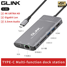 Type-C�๦�ܔUչ�]4K HDMI+VGA+ǧ�׾W��+USB3.0+PD+SD+���l