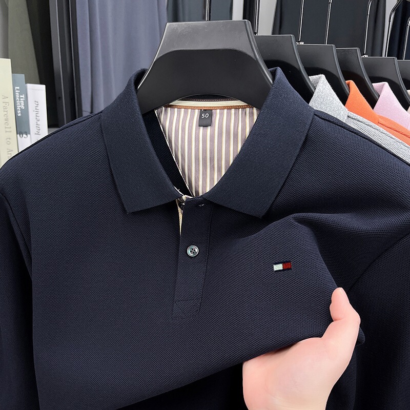 American Genuine Tommy Tommy Genuine Long-Sleeved T-Shirt Men's Lapel Spring Simple Business Casual Polo Bottoming Shirt American Genuine Tommy Tommy Genuine Long-Sleeved T-Shirt Men's Lapel Spring Simple Business Casual Polo Bottoming Shirt