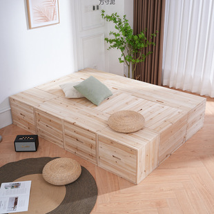 Tatami Wooden Box Bed Solid Wood Box Storage Bed Free Combination Bed Box Widened Bay Window Splicing Bed Box Wholesale
