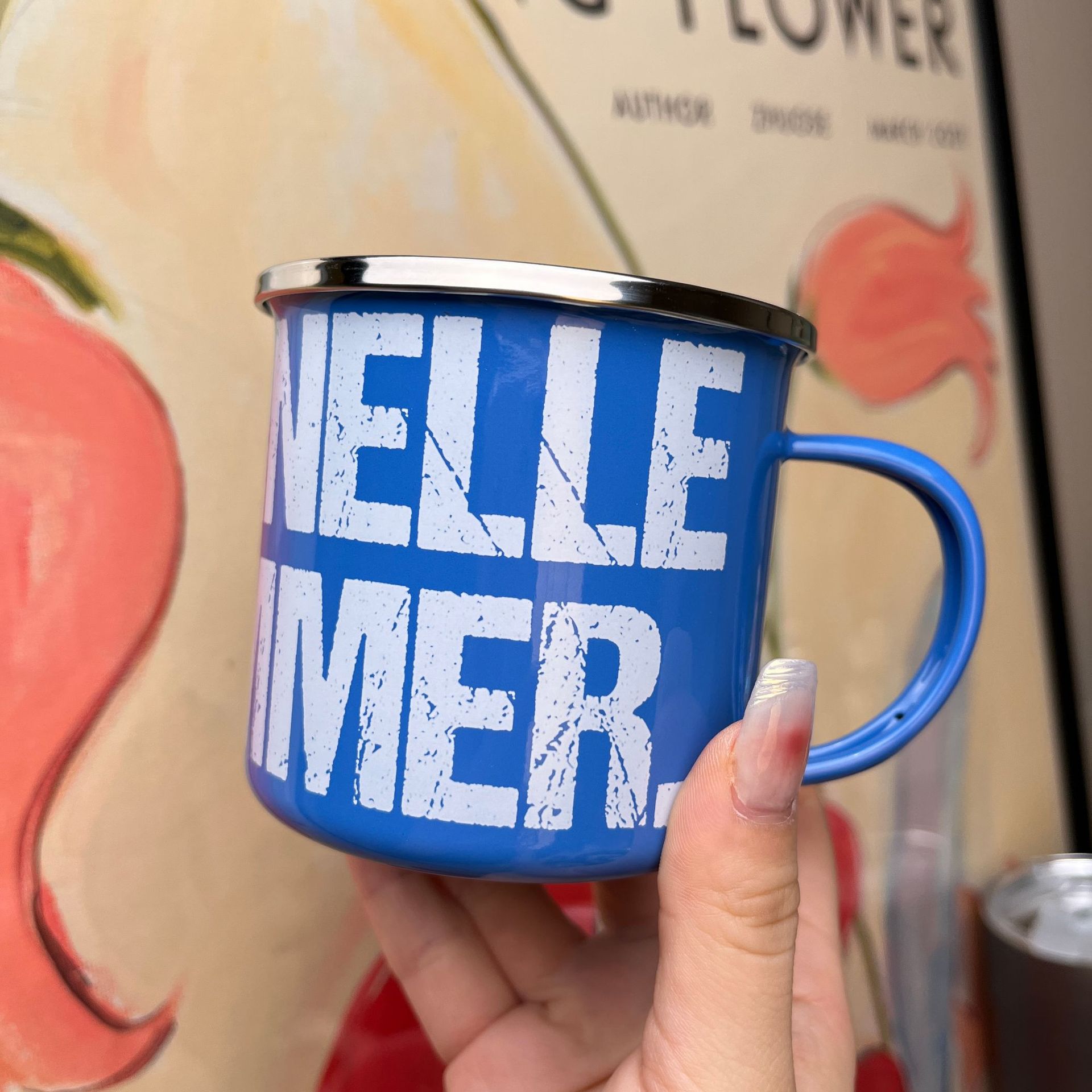 Taza de esmalte para acampar o exterior, estilo retro, exportación directa