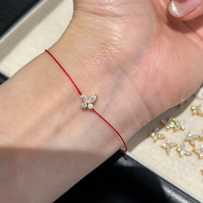 Ultra-fine hand-woven S925 sterling silver mini butterfly moissanite colorful bracelet for women, suitable for stacking