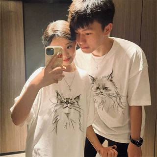 情侣装纯棉短袖T恤夏季新款宽松显瘦小众设计感男女上衣潮牌班服