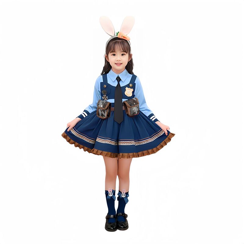 Judy Cosplay Costume Kidsren's Suit Rabbit Police Officer Girl Lolita Dress Performance Gift for Kidsren Europe and America Judy Cosplay Costume Kidsren's Suit Rabbit Police Officer Girl Lolita Dress Performance Gift for Kidsren Europe and America
