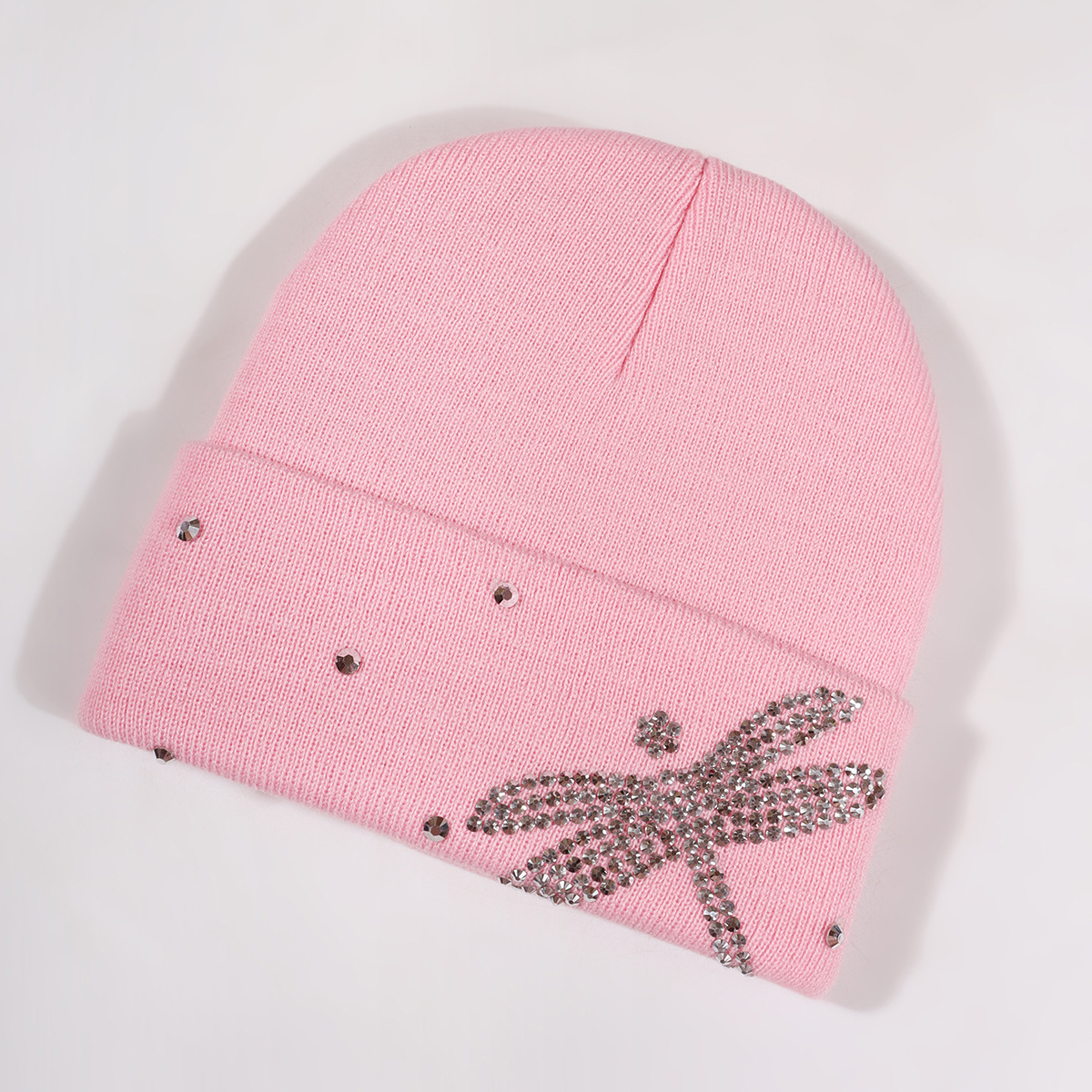 Chapéu unissex Dragonfly quente chapéu de malha com strass chapéu de malha festa outono e inverno_voghion.com