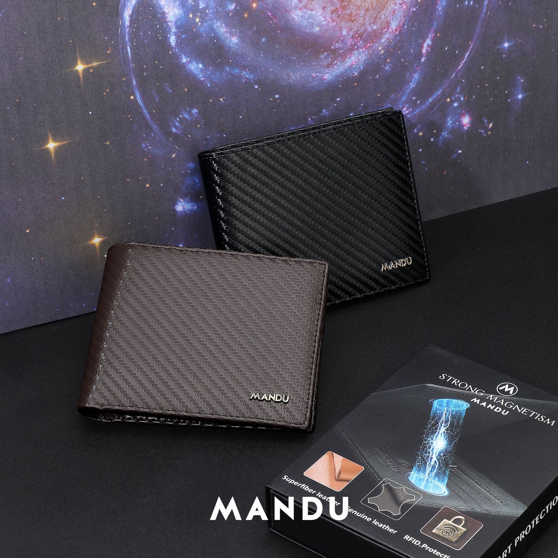 Men's wallet men's short money clip fashion carbon fiber magnetic card bag multi-card position large capacity small wallet_voghion.com