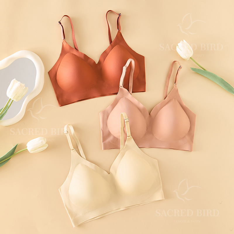 Adjustable Large Size Seamless Thin Breathable Women's Sports Bra Cross-Border Special Supply Water Drop Cup Detachable Bra Wholesale