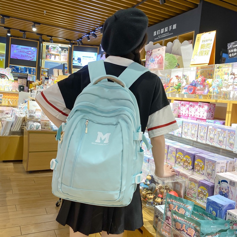 (2개) 일본식 단순 올 매치 대학생 스쿨 백 여성 캠퍼스 고등학교 중학교 배낭 남성용 대용량 배낭