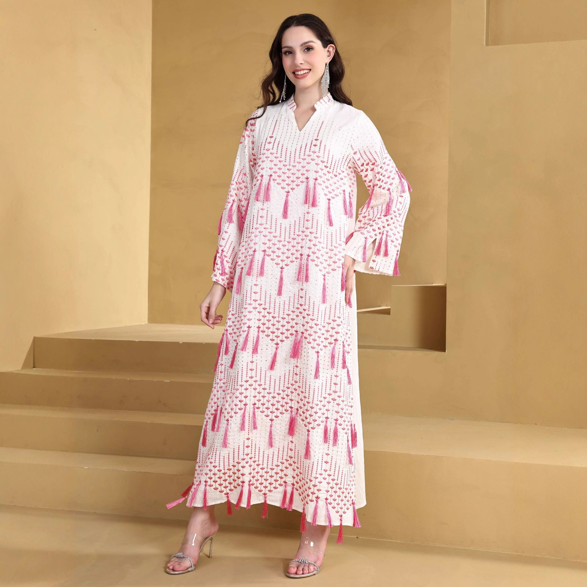 ML5005 Middle Eastern Arab Muslim Robe Foreign Trade Abaya Cross-Border New Dress Women's Ethnic Style_ecoleips.com
