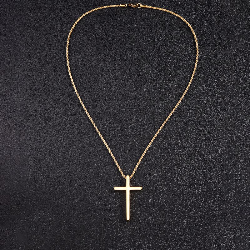 13g Weight 0.03µm-0.05µm Gold Plating Thickness PVD Coated Gold Plating Process 18K Real Gold Plated Plating Material 304 Stainless Steel Pendant Material Pendant Necklace Classification 304 Stainless Steel Chain Material Twisted Rope Chain Chain Type 1 Piece Quantity Holiday, Daily Occasion 304 Stainless Steel Material Cross Pattern Men's Gender Vacation, Simple Style Style Plating Craft Vacation Simple Style Cross 304 Stainless Steel Plating Men's Pendant Necklace Men Pendant Necklaces 4