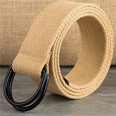 Men's belt wholesale canvas men's and women's simple double ring buckle belt youth fashion brand student color belt strap_viptrois.com
