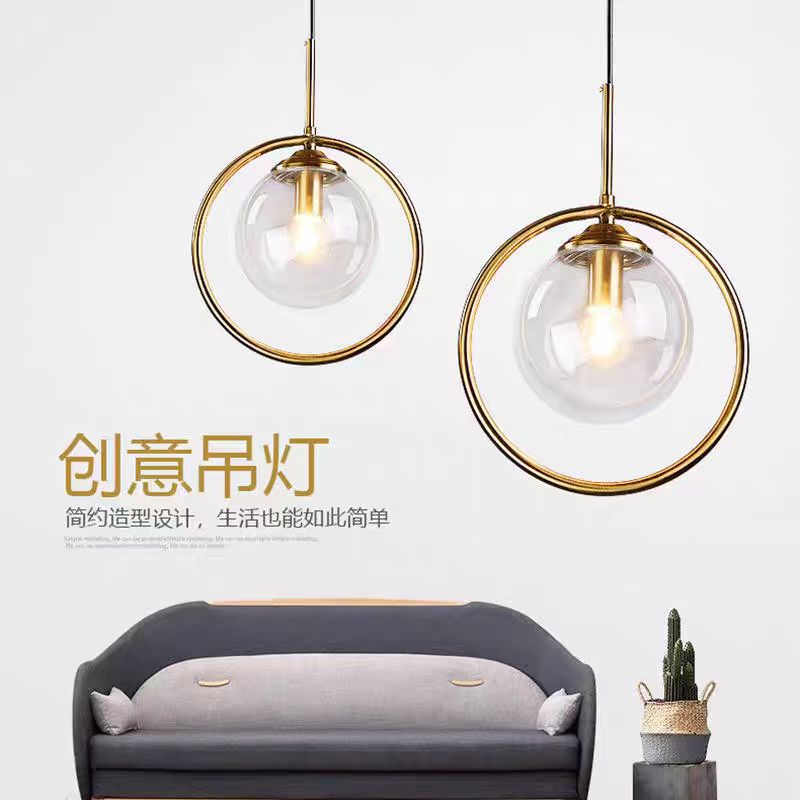 北欧创意简约吧台书房卧室床头蜡烛魔豆灯玻璃吊灯轻奢静谧复古风
