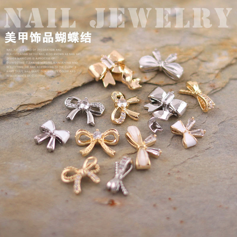 2022 new nail jewelry simple light luxury three-dimensional bow nail nail surface decoration factory in stock supply