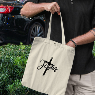 Supply Creative Simple Canvas Bags with Snap Buttons, Printable Logo Canvas Bags, Letter Pattern Cotton Bags, Cross-Border Dropshipping