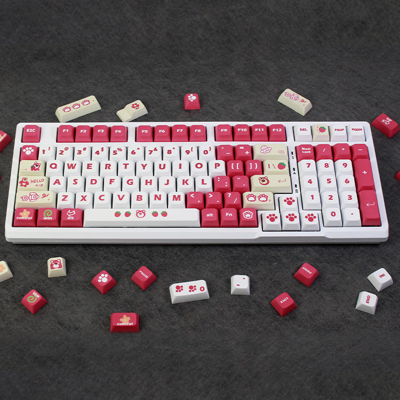 Strawberry Bear XDAKeycap Mechanical Keyboard Personalized Cute Keycap Sublimation PBTAccepts Customization