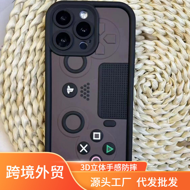 Factory direct 3D stereo silicone 11 cartoon handle game machine for Apple 14promax14pl mobile phone case