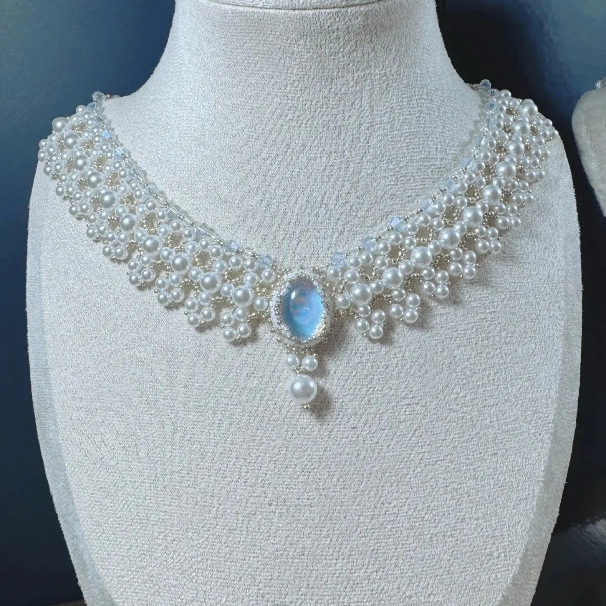Pendentif perle française pour femme, élégante chaîne ras du cou tressée multi-rangs, vente en gros_voghion.com