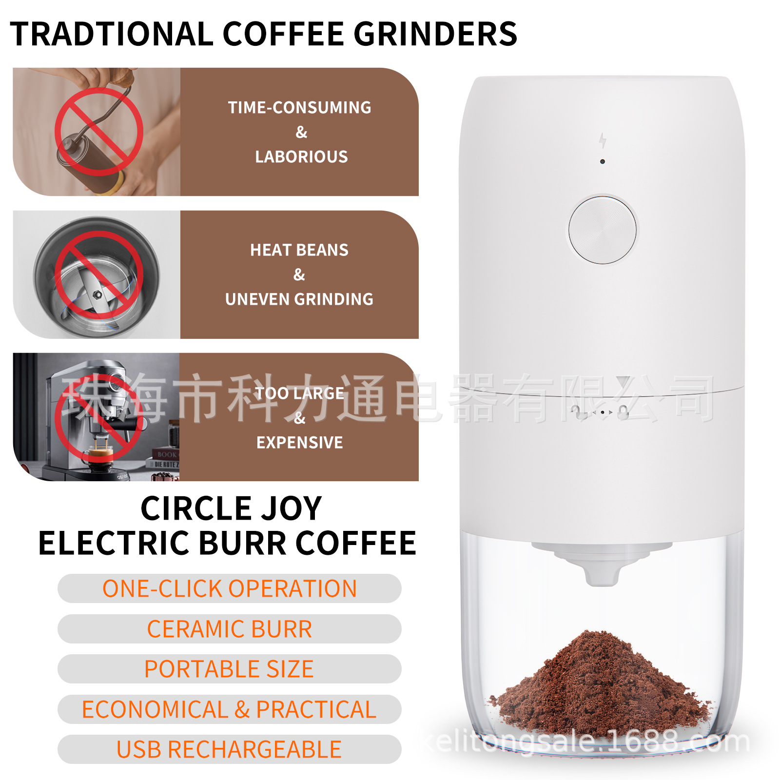 Fábrica comercio exterior estación independiente mini núcleo de cerámica pequeña amoladora de café automática recargable molinillo eléctrico