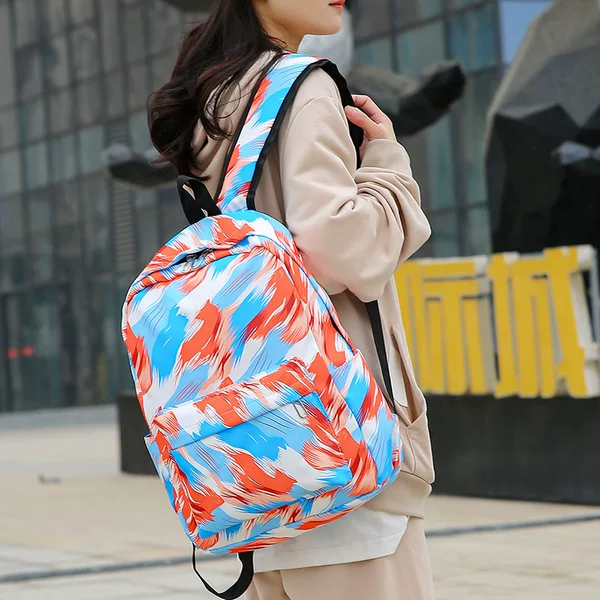 2026 New Style Women's Fabric Backpack Korean Version Printed Waterproof Mini Multi-Purpose Student School Bag Trendy Brand Cross-Border
