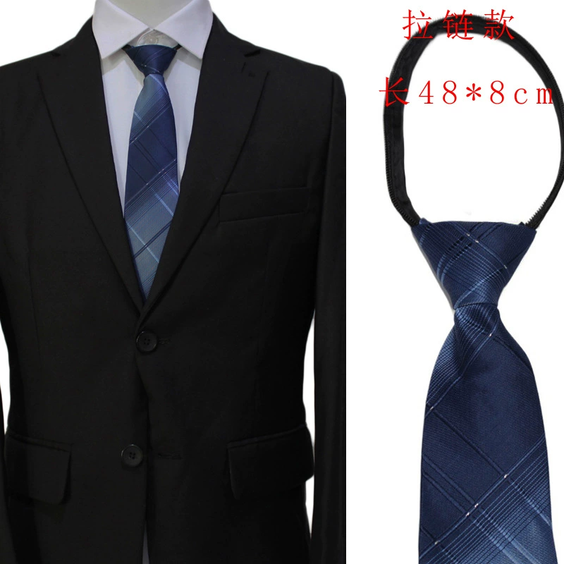 Classic suit jacket with zipper, blue black tie