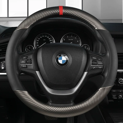 Wholesale Cfz Punched Carbon Fiber Steering wheel cover - cfz-sports-black-gray-round-perforated-carbon-fiber-pattern-38cm